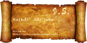Valkó Sándor névjegykártya