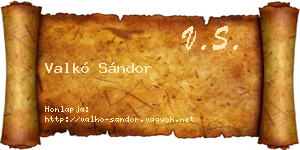 Valkó Sándor névjegykártya