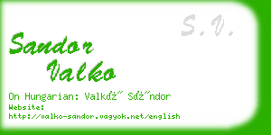 sandor valko business card